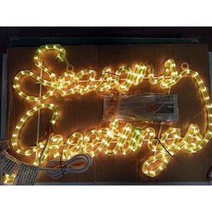 Seasons Greetings Rope Light Old Holiday Warm White Light Up Xmas Decoration